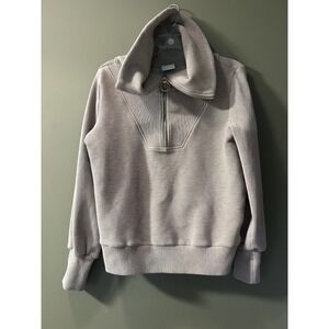 VARLEY Vine Half-Zip Pullover Small Beige Ottoman Ribbed Knit VAR00485 EUC